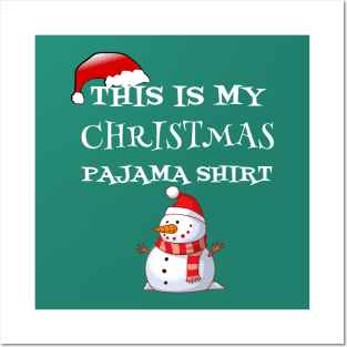 This Is My Christmas Pajama Shirt Funny Cartoon Snowman  Gift  For Xmas Lovers Posters and Art